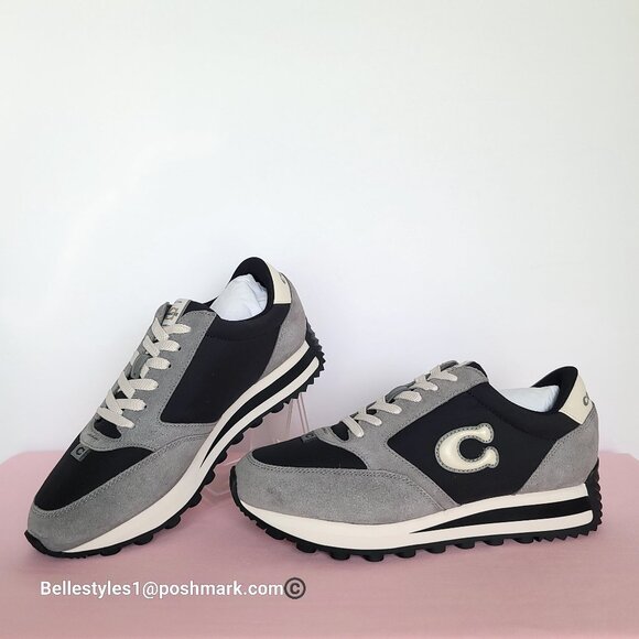 COACH Runner Lace-up Suede & Nylon Sneakers- Women’s Size 9.5B- Black/Chalk⭐ - Picture 1 of 16